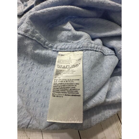 Banana Republic Light Blue Wht Design‎ Button Down Shirt Size L Long Sleeve - Picture 8 of 8